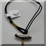 J091. Jeanine Payer sterling silver and 14K gold on leather cord bracelet. - $85